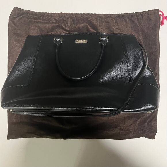 KATE SPADE Large Black Leather Satchel Tote with Crossbody Strap + Dust Bag - Picture 9 of 14
